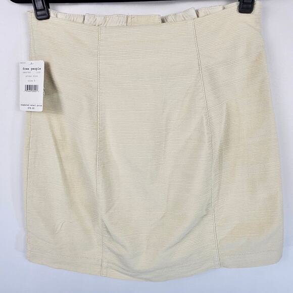 NWT Free People Atlas Cloud Front Button Pleated Textured Beige Mini Skirt 8 - Picture 3 of 11